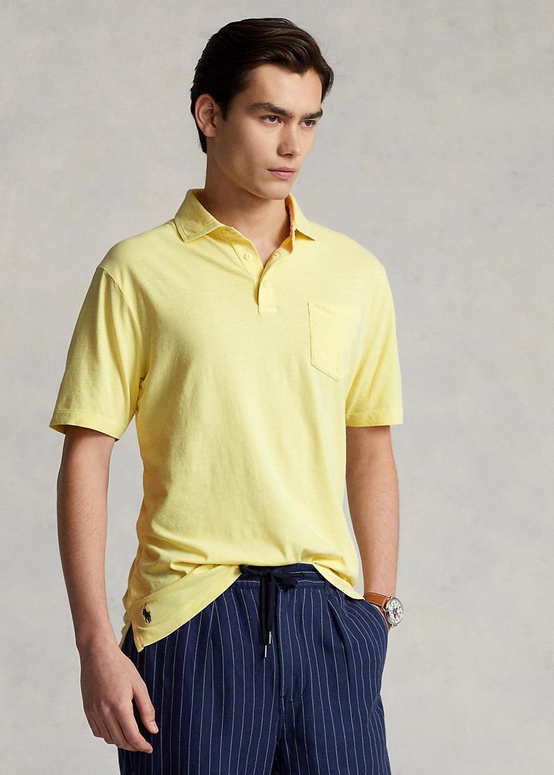 Poleras Polo Polo Ralph Lauren Hombre Classic Fit Cotton-Linen Chile Amarillo PWLDE-0615